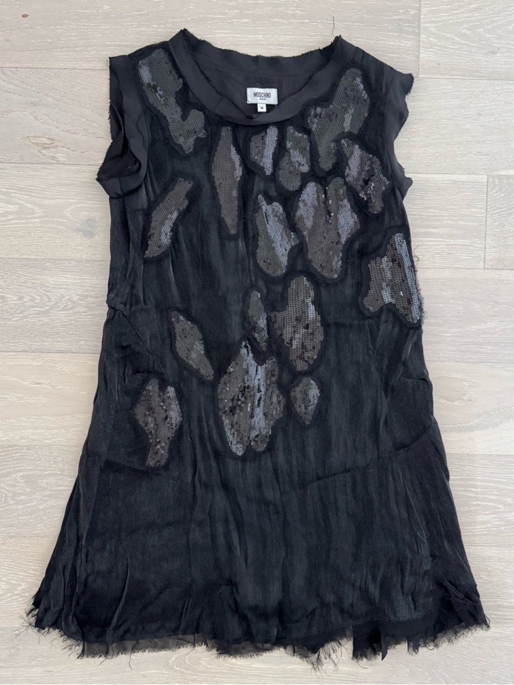 Moschino Jeans Silk Shift Dress with Sequin Embroidery - Size M